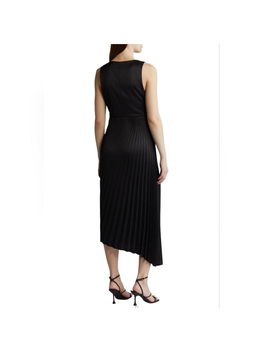 Sam Edelman Pleated Asymmetric Hem Satin Dress - Picture 2 of 12